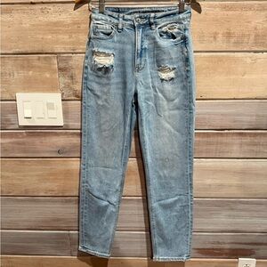 American Eagle Outfitters Blue Mom Straight Jeans with Vintage Wash Size 0